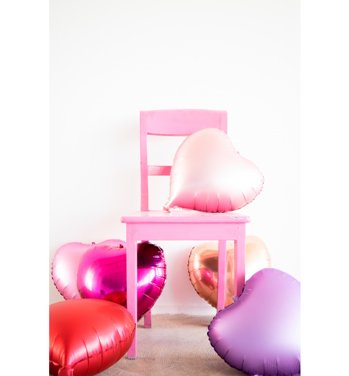 5x Folienballon Herz Glänzend Magenta 45cm 18inch Heliumballons Party Deko