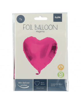 5x Folienballon Herz Glänzend Magenta 45cm 18inch Heliumballons Party Deko