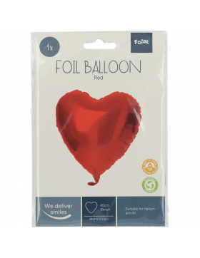 5x Folienballon Herz Matt Rot 45cm 18 inch Heliumballons...