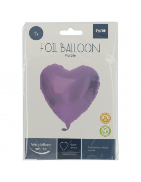 5x Folienballon Herz Matt Lila 45cm 18inch Heliumballons...