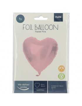 5x Folienballon Herz Matt Pastell Rosa 45cm 18 inch...