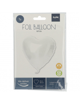 5x Folienballon Herz Matt Weiß 45cm 18inch...