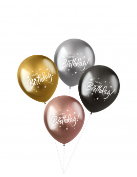 4x Latexballons Shimmer Happy Birthday Electrum 33cm...