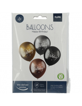 4x Latexballons Shimmer Happy Birthday Electrum 33cm...