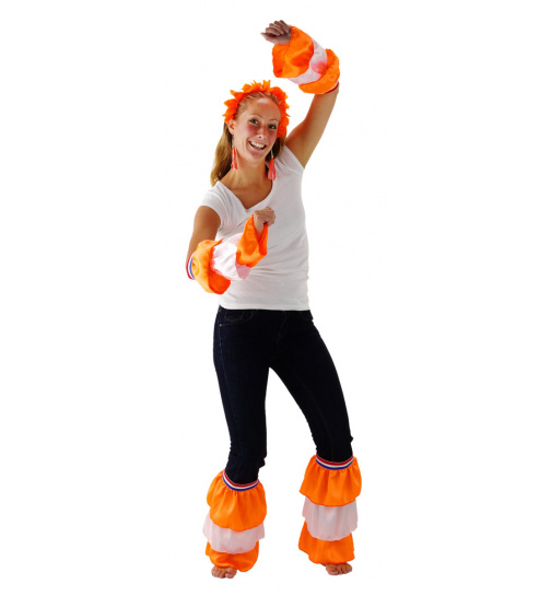 Beinstulpen Rüschen Rot-Weiß-Blau