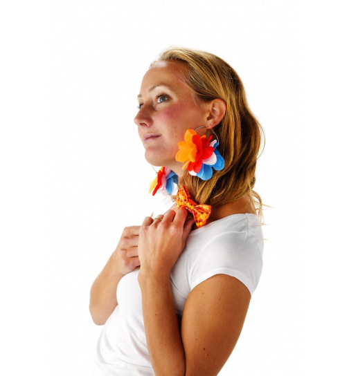 Ohrringe Blume Rot-Weiß-Blau-Orange