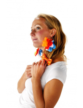 Ohrringe Blume Rot-Weiß-Blau-Orange