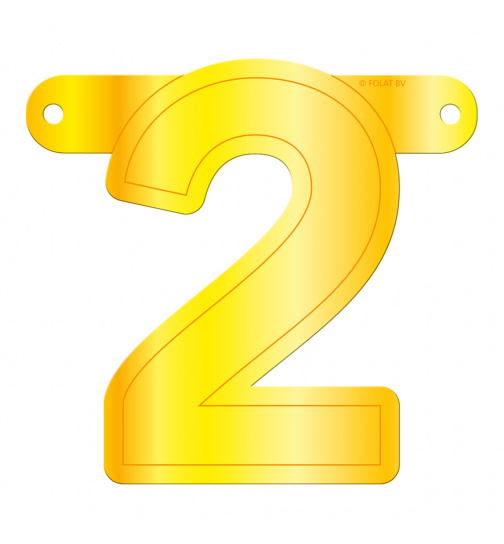 Banner-Girlande Ziffer / Zahl 2 Gelb