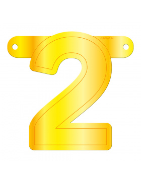 Banner-Girlande Ziffer / Zahl 2 Gelb