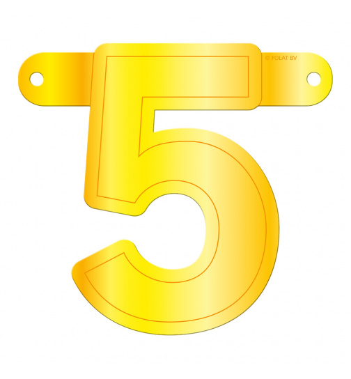 Banner-Girlande Ziffer / Zahl 5 Gelb