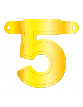 Banner-Girlande Ziffer / Zahl 5 Gelb