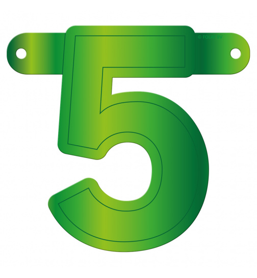 Banner-Girlande Ziffer / Zahl 5 Hellgrün