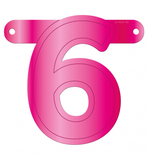 Banner-Girlande Ziffer / Zahl 6 Magenta