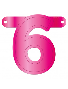 Banner-Girlande Ziffer / Zahl 6 Magenta