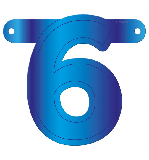Banner-Girlande Ziffer / Zahl 6 Blau