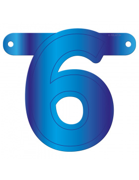 Banner-Girlande Ziffer / Zahl 6 Blau