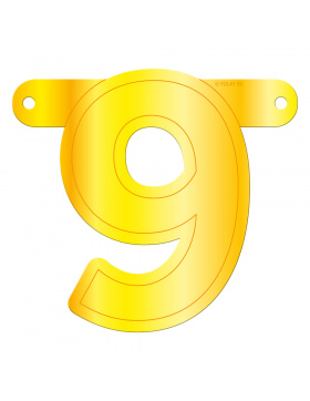 Banner-Girlande Ziffer / Zahl 9 Gelb