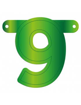 Banner-Girlande Ziffer / Zahl 9 Hellgrün