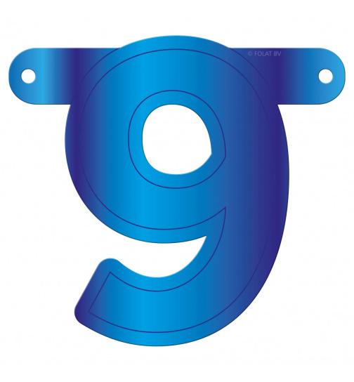 Banner-Girlande Ziffer / Zahl 9 Blau