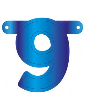Banner-Girlande Ziffer / Zahl 9 Blau