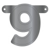 Banner-Girlande Ziffer / Zahl 9 Silber Metallic