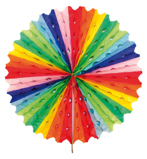 Wabenfächerdeko Regenbogen - 45cm