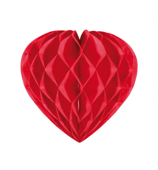 Wabenfächerdeko Herz Rot - 30 cm