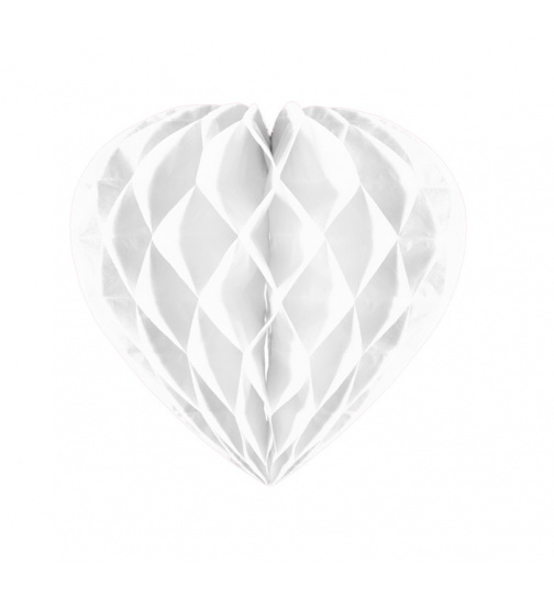 Wabenfächerdeko Herz Weiß - 30 cm