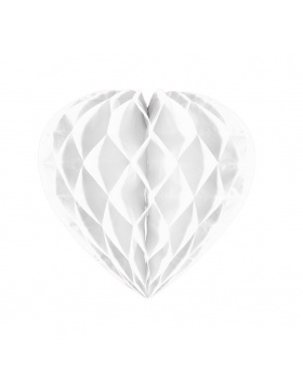 Wabenfächerdeko Herz Weiß - 30 cm