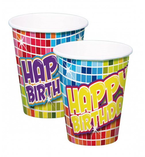 Pappbecher - Geburtstag Bunt - 250 ml - 6 Stück