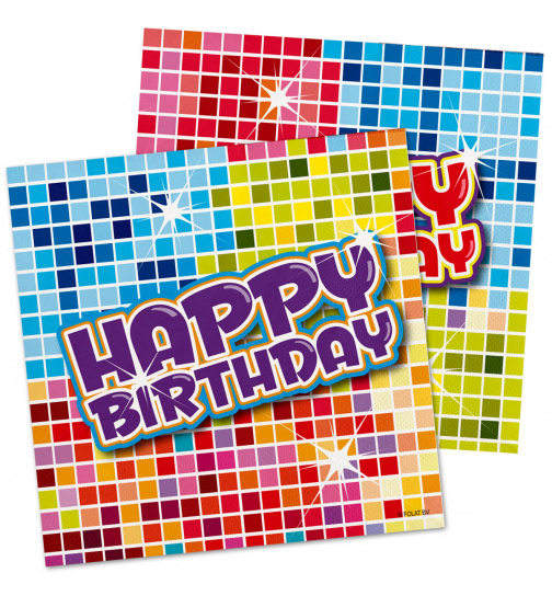 Servietten Geburtstag Bunt 25x25 cm - 16 Stück