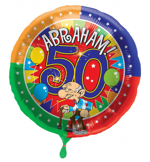 50. Geburtstag Folienballon / Heliumballon Bunt Abraham - 45 cm