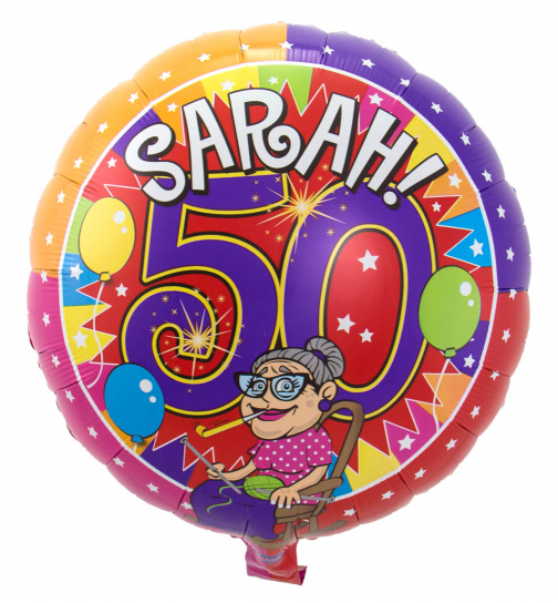 50. Geburtstag Folienballon Sarah Superparty - 45 cm