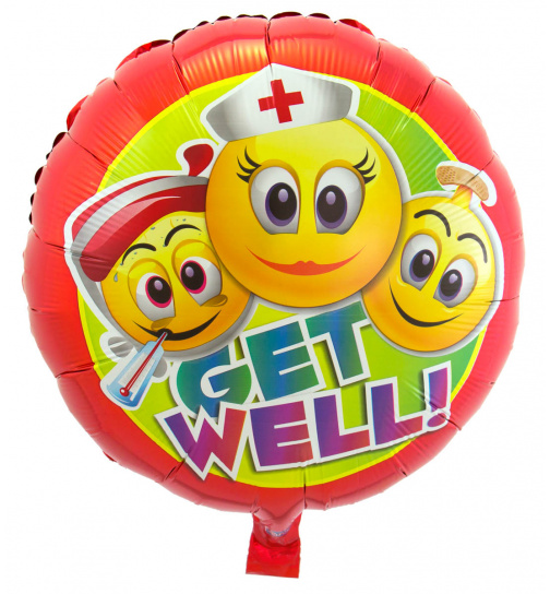 Folienballon Gute Besserung Smiley - 45 cm