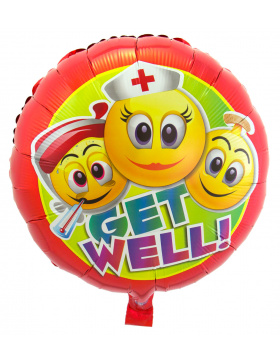 Folienballon Gute Besserung Smiley - 45 cm
