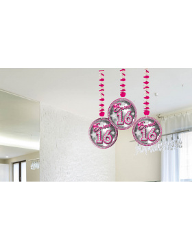 Sweet 16 Hängedeko - 3 Stück
