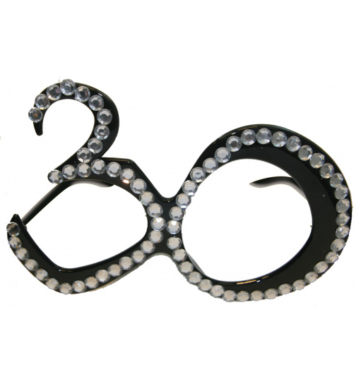30. Geburtstag Spaß-Brille mit Diamanten - Schwarz