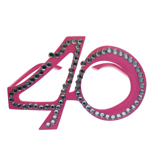 40. Geburtstag Spaß-Brille mit Diamanten - Rosa