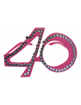 40. Geburtstag Spaß-Brille mit Diamanten - Rosa