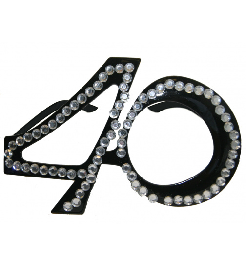 40. Geburtstag Spaß-Brille mit Diamanten - Schwarz