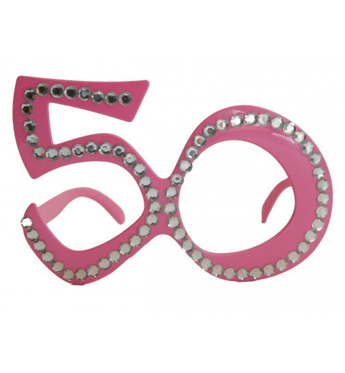 50. Geburtstag Spaß-Brille mit Diamanten - Rosa