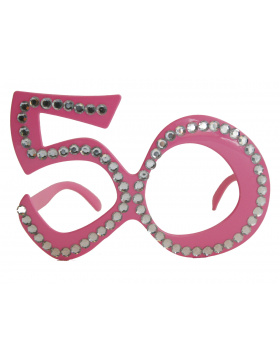 50. Geburtstag Spaß-Brille mit Diamanten - Rosa
