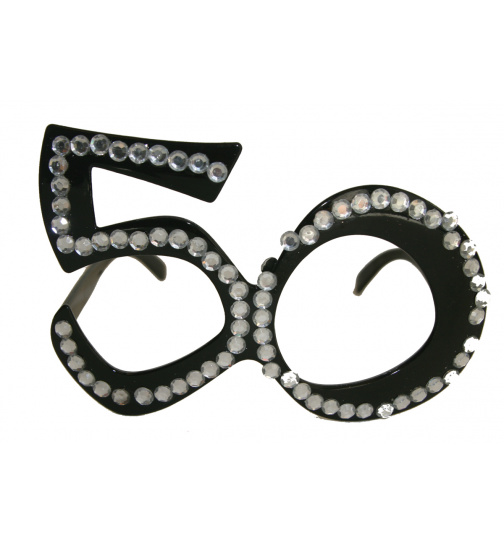 50. Geburtstag Spaß-Brille mit Diamanten - Schwarz