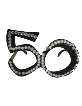 50. Geburtstag Spaß-Brille mit Diamanten - Schwarz
