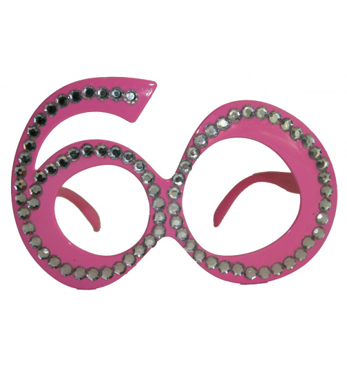 60. Geburtstag Spaß-Brille mit Diamanten - Rosa