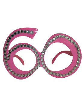 60. Geburtstag Spaß-Brille mit Diamanten - Rosa