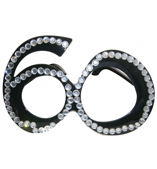 60. Geburtstag Spaß-Brille mit Diamanten - Schwarz