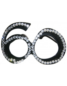 60. Geburtstag Spaß-Brille mit Diamanten - Schwarz