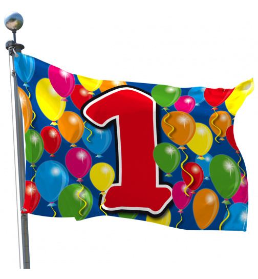1. Geburtstag Fahne mit Ballons - 60x90 cm