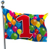 1. Geburtstag Fahne mit Ballons - 60x90 cm